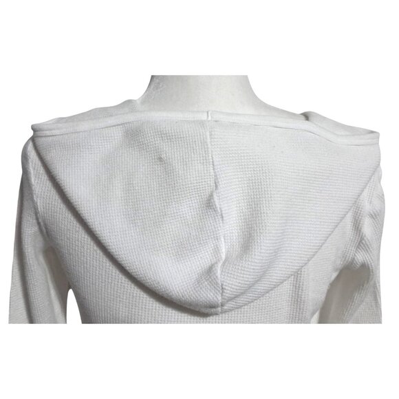 Vintage Y2K Aeropostale White Thermal Hoodie Scoop Neck Butterfly Logo M 2000s A - Picture 9 of 12